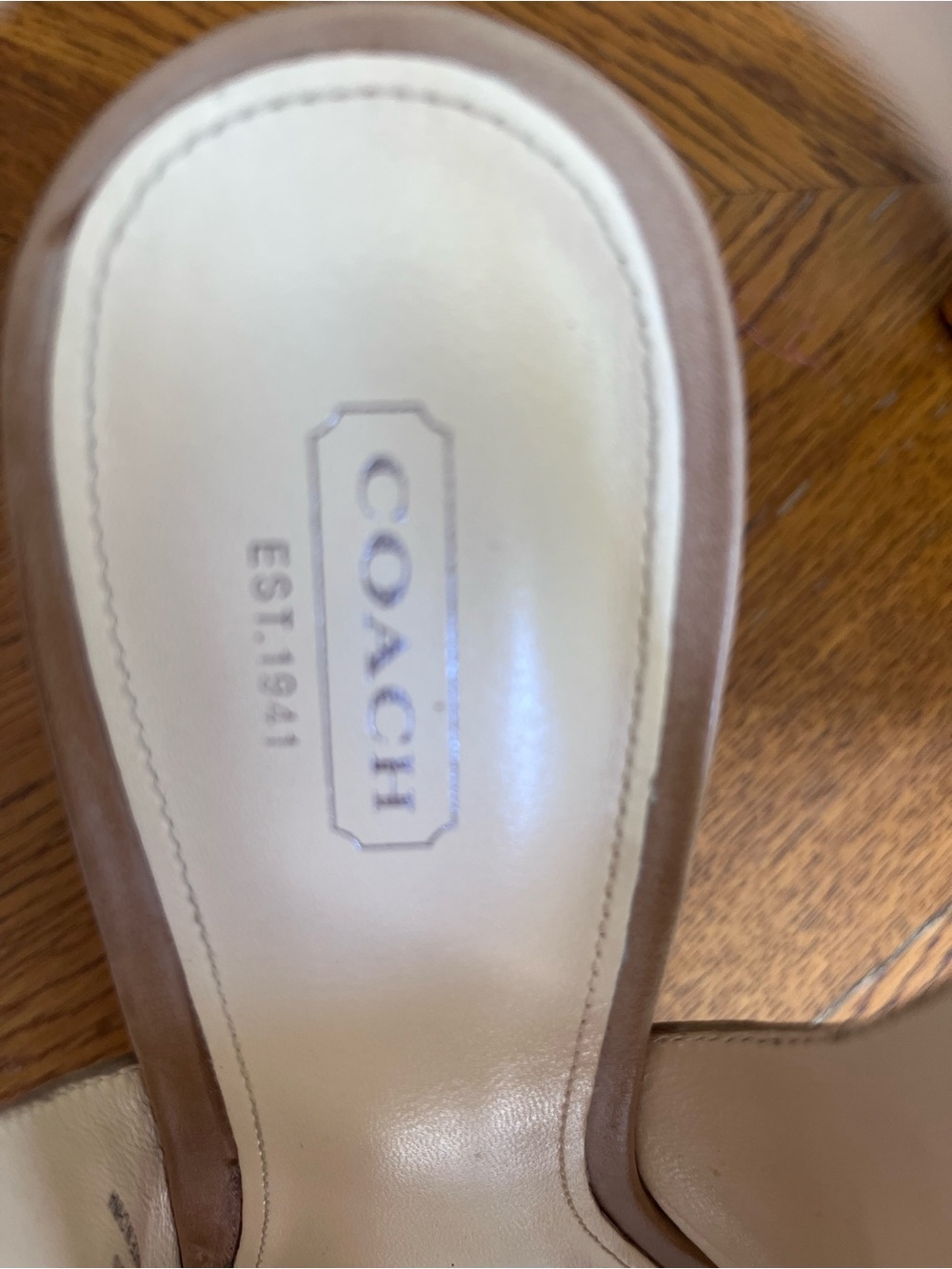 Coach Women’s Light Khaki/Sand Signature Slingback Wedge Sandal Size 9 Width M - Picture 6 of 9